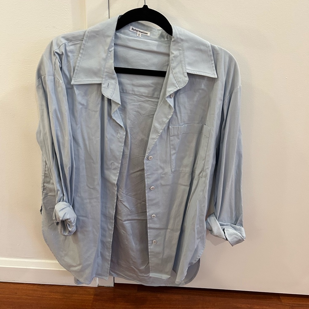 Reformation Light Blue Button Down Shirt